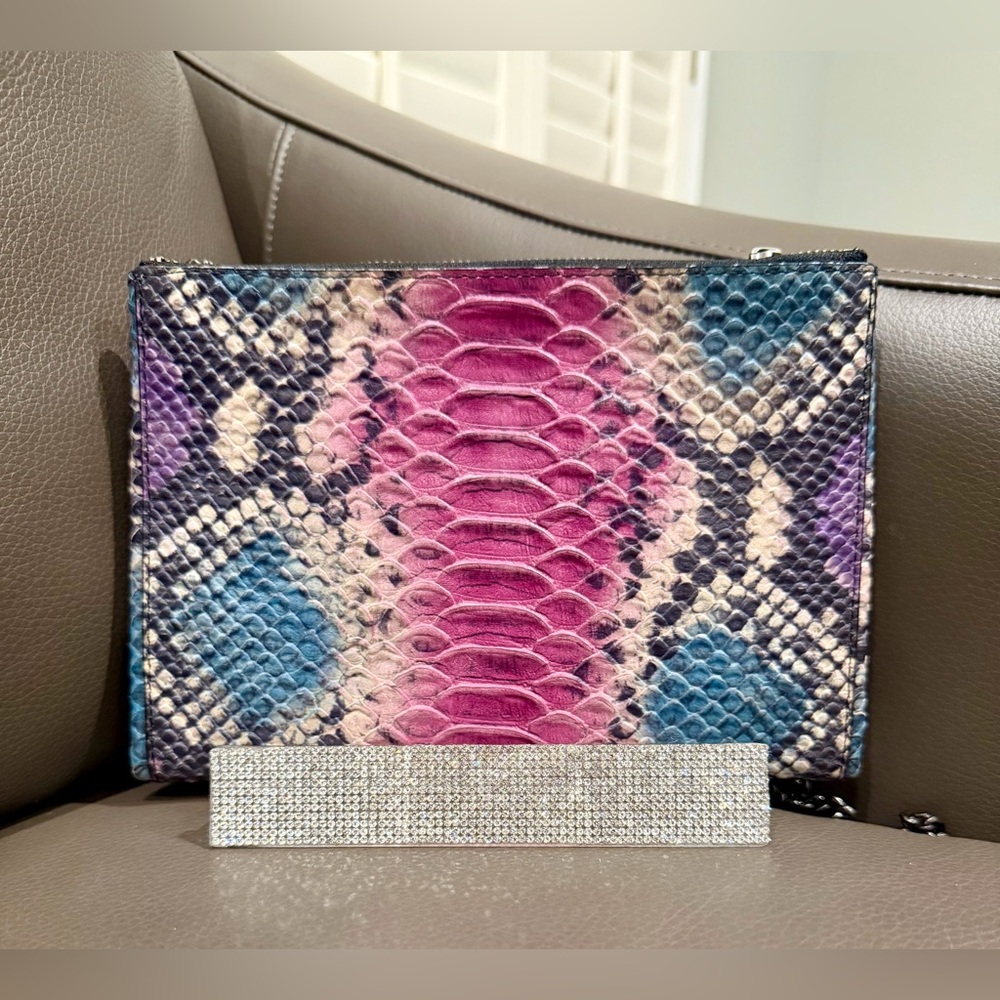 Coach, embossed python snake skin, double zip Cro… - image 2